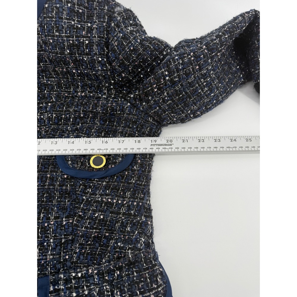 Tory Burch Annabelle Coat Size 8 Navy tweed wool blend - Picture 7 of 9